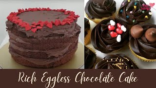 Rich eggless chocolate cake