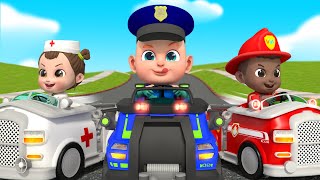 Car Rescue Team Racing Song - Fire Truck, Police Car, Ambulance Rosoo Nursery Rhymes & Kids Song