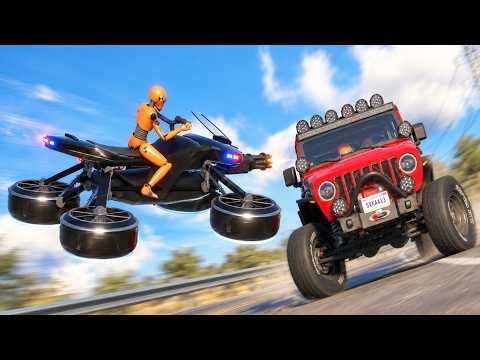 Flying Hoverbike vs Cars, Trucks & Everything - Beamng drive