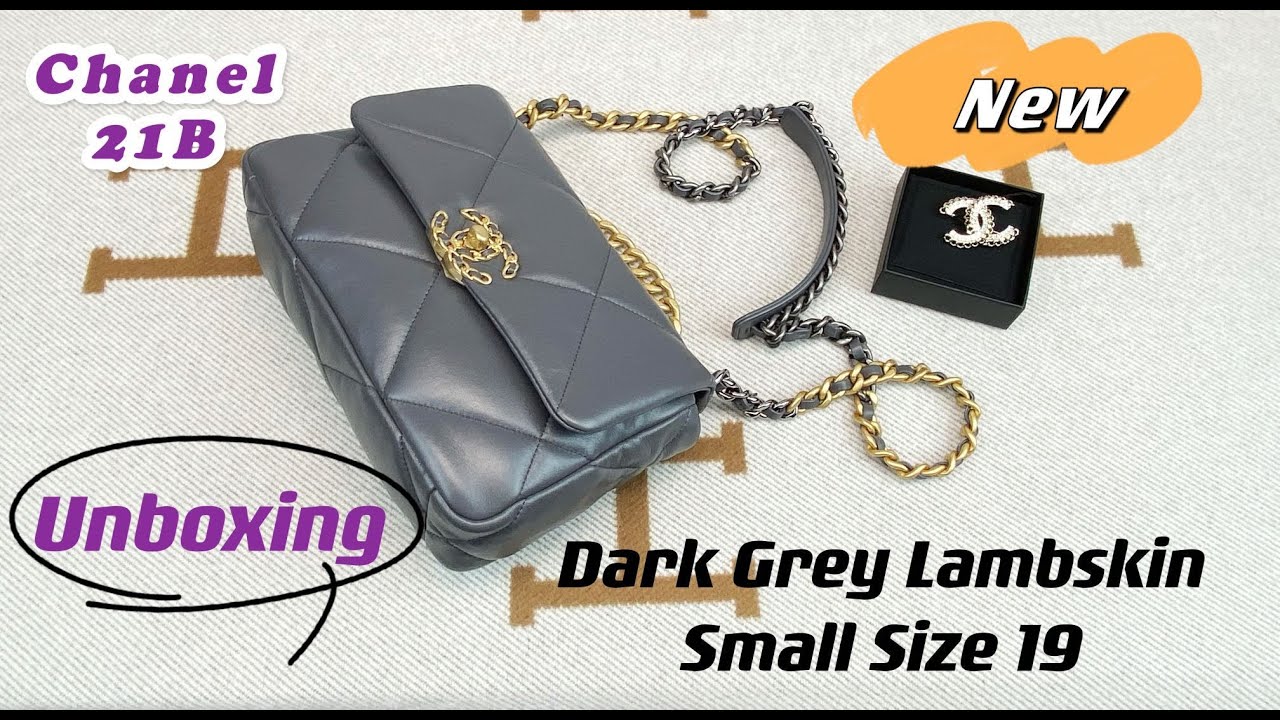 Chanel 21B Dark Grey Lambskin Small Size 19