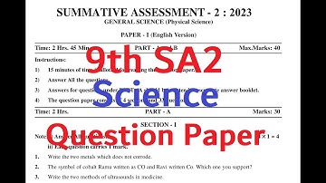 AP SA 2 9th Class Science Question Paper 2023   AP SA2 Physical Sciecne Biology Paper
