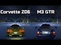 Chevrolet Corvette Z06 Vs BMW M3 GTR Need For Speed Carbon Drag Race Chevrolet Corvette Z06 Vs BMW M3 GTR Need For Speed Carbon Drag Race