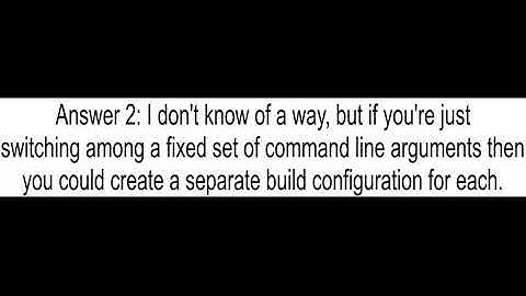 Is there any way to get Command Line Arguments in the toolbar in Visual Studio 2010