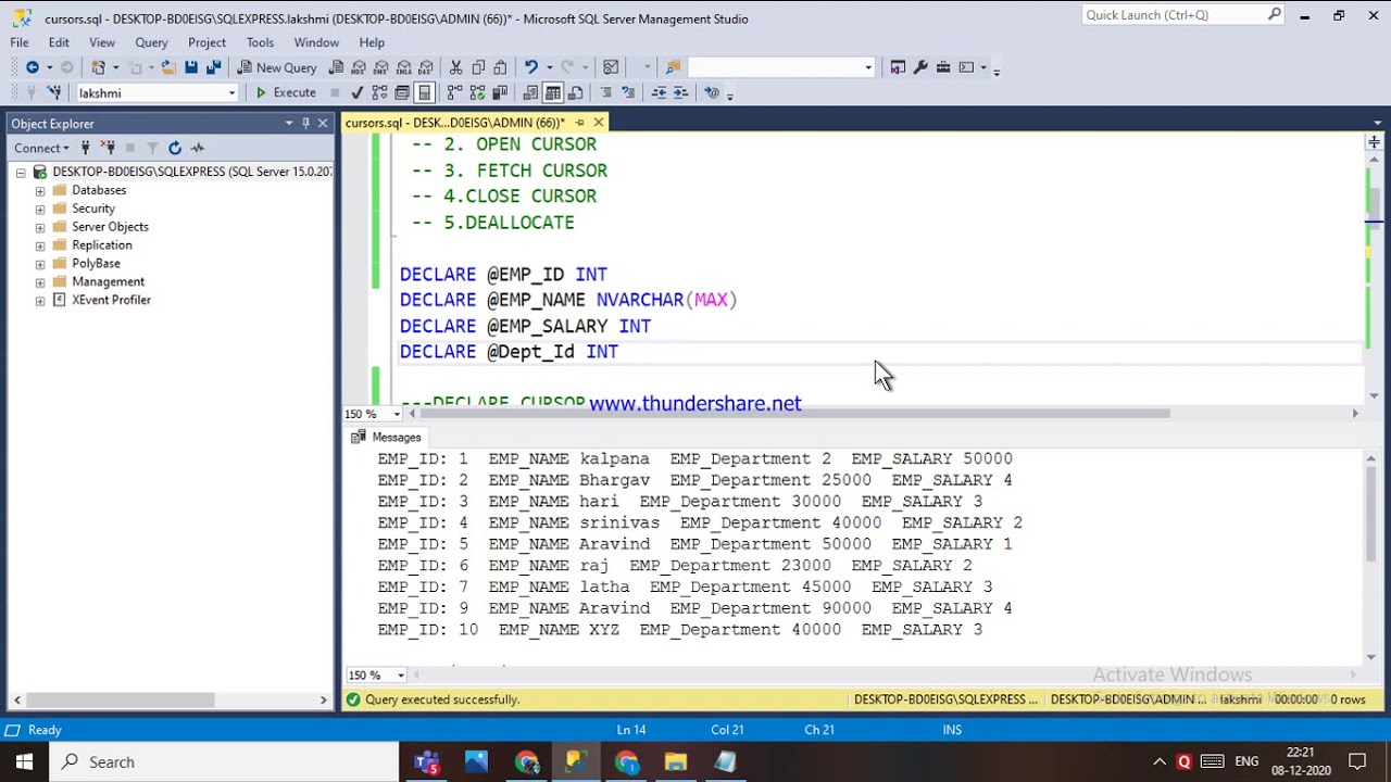 83 . INTRODUCTION TO CURSORS - TELUGU - YouTube