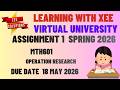 MTH601  Operation Research Assignment 1 Spring 2026 Virtual University of Pakistan