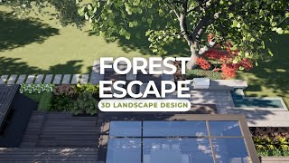 Step Inside This Mid-Century Inspired Forest Escape | 3D Landscape Design Tour