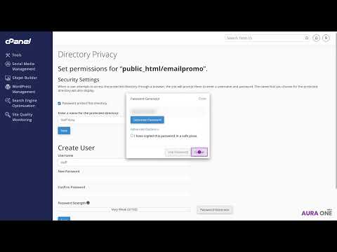 How to Password Protect a Folder in cPanel (Directory Privacy) with Aura One