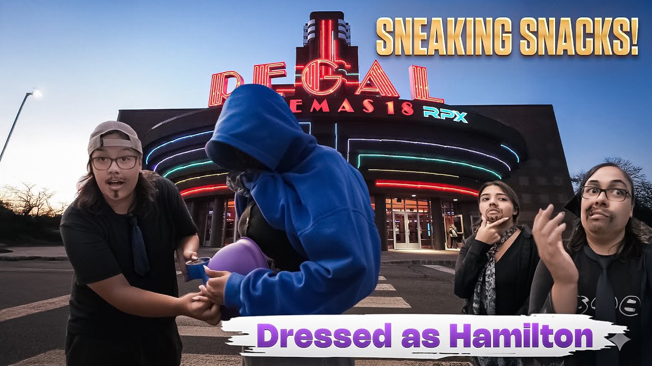 Sneaking snacks into movie theatre!(Dressed as Hamilton) FT. Girlfriend