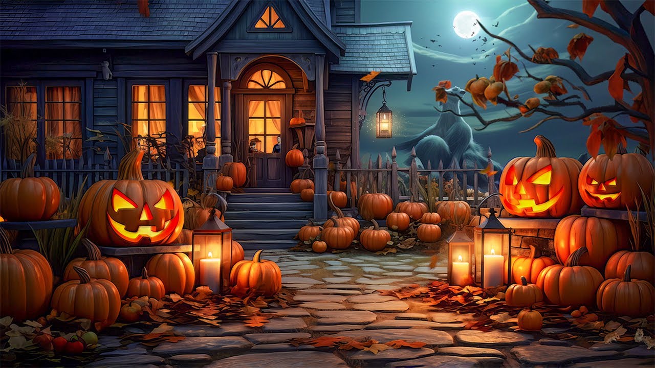 Autumn Village Halloween Ambience with Crunchy Leaves and Night Nature ...