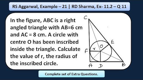 Circles Class 10. In the given figure, ABC is a right angled triangle right angled at A with AB=6 cm