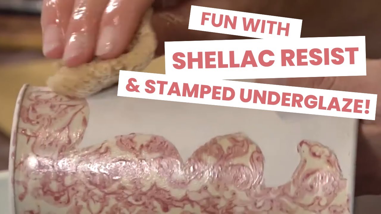 Как сочетать шеллаковый резист и штампованную подглазурную краску для придания поверхности объема...