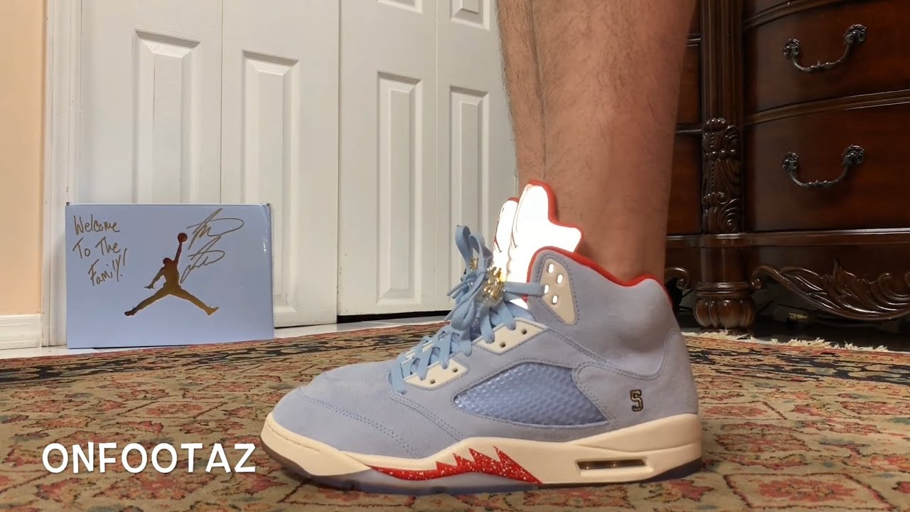 jordan 5 trophy room on feet