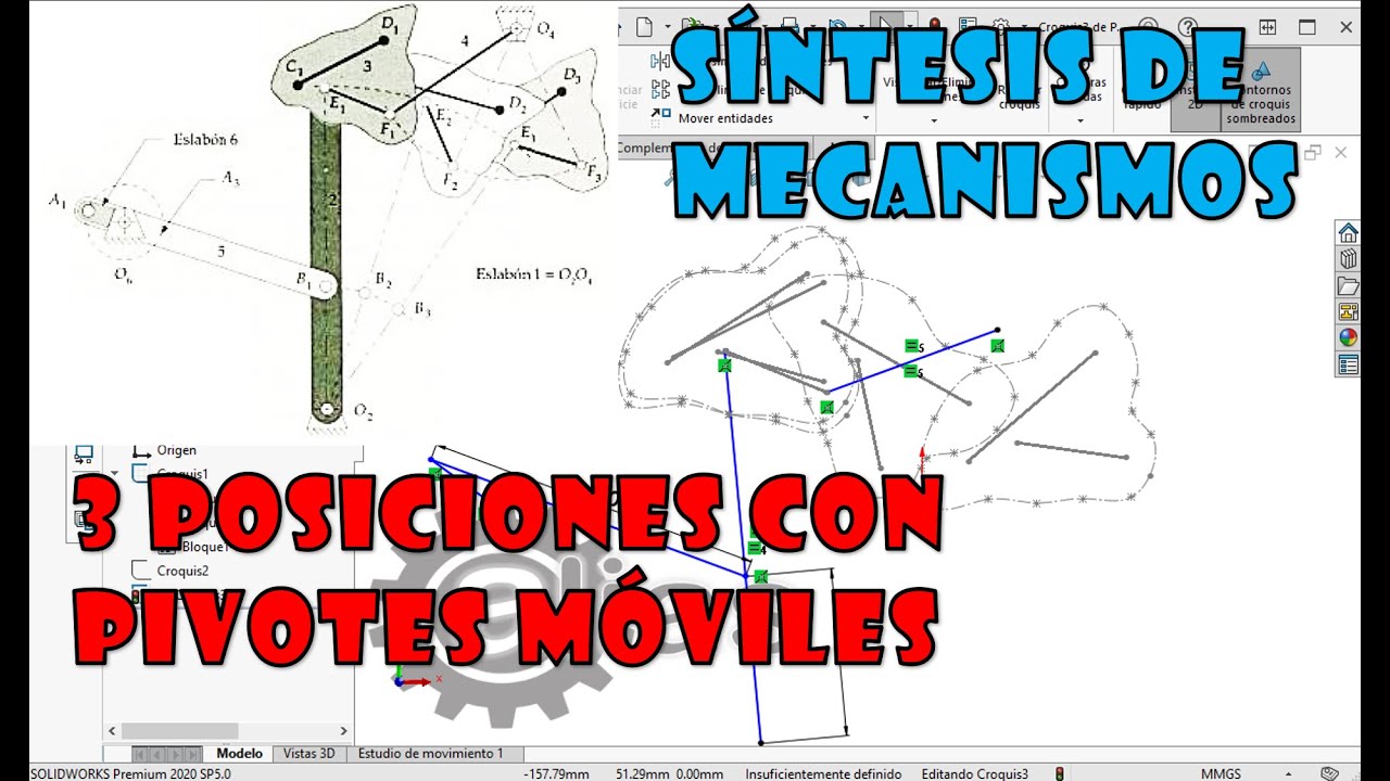 Ejemplo 6. Síntesis de Mecanismos. Tres posiciones con pivotes móviles