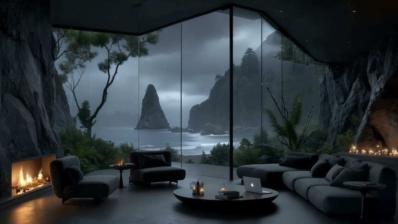 Cozy Stormy Night Ambient Deep Work Music for Focus | Achieve Peak Flow State