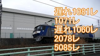 2020/02/29 JR貨物 朝7時台遅れ含む貨物列車5本