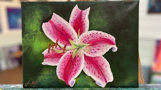 Stargazer Lily Full Length Acrylic Painting Tutorial
