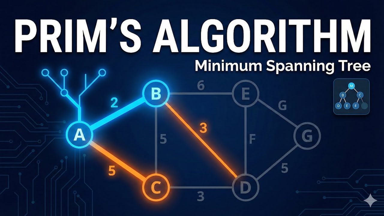 Prim’s Algorithm for MST: Step-by-Step Solved Example - YouTube