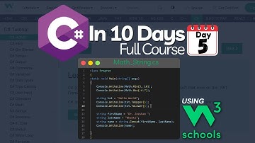 C# Full Course in 10 Days using W3Schools | Day-5 of W3Schools C# Tutorial