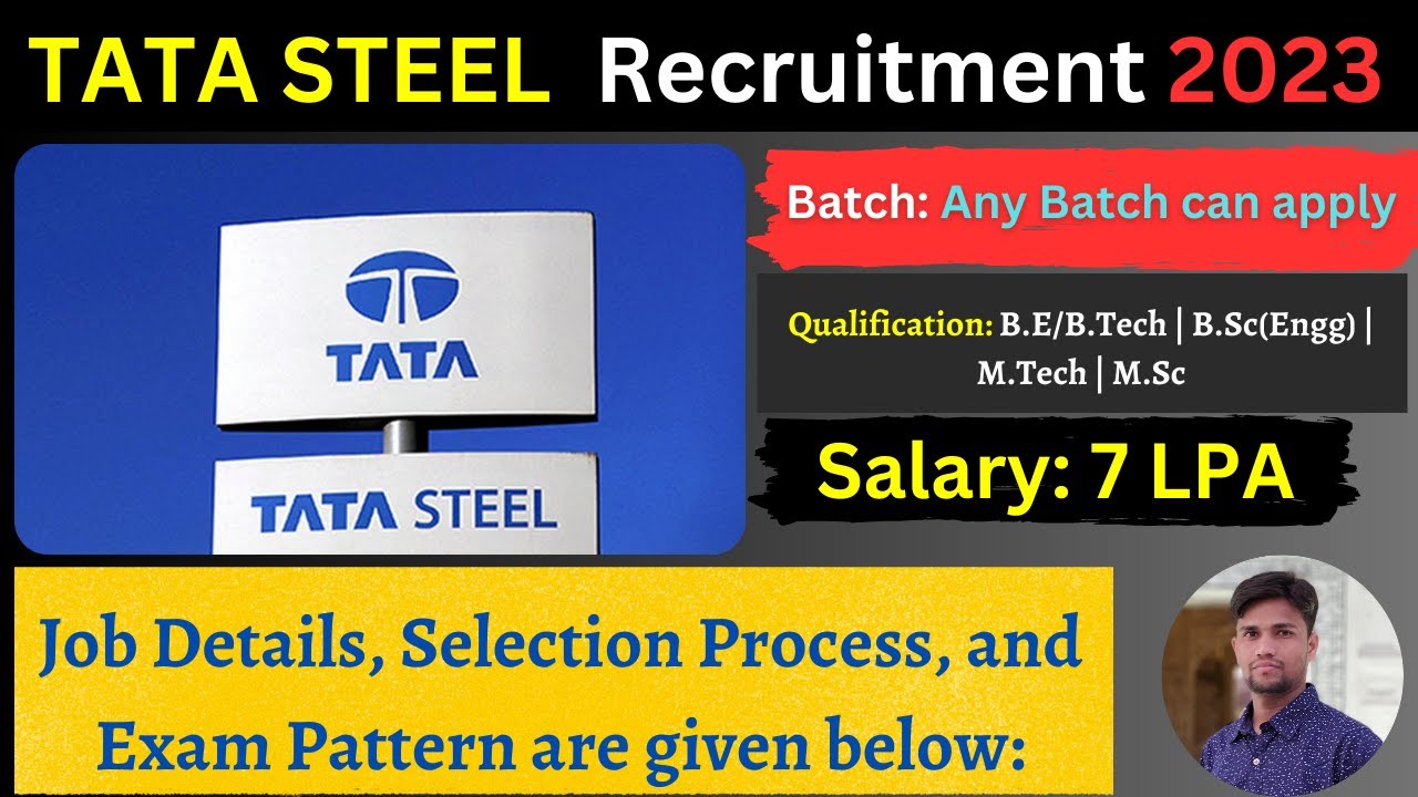 TATA STEEL Recruitment 2023 Salary 7 LPA Batch 2020 2023 B.E
