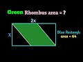 Can You Find the Area Green Rhombus | Geometry Puzzle