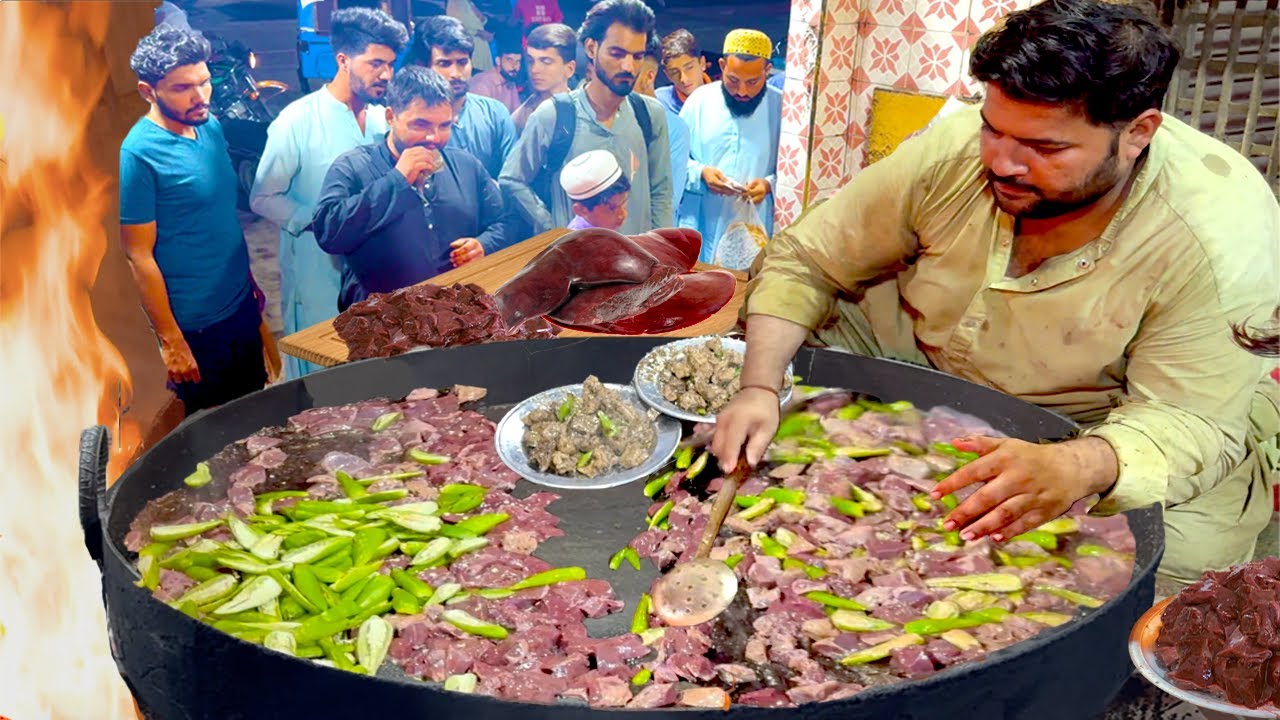 300 KG BIGGEST TAWA FRY KALEJI WITH FRESH GREEN CHILLIES 🌶️ | MUTTON FRIED LIVER RECIPE