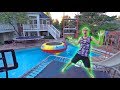 WORLDS GREATEST BACKYARD SETUP!! *WATER TRAMPOLINE*