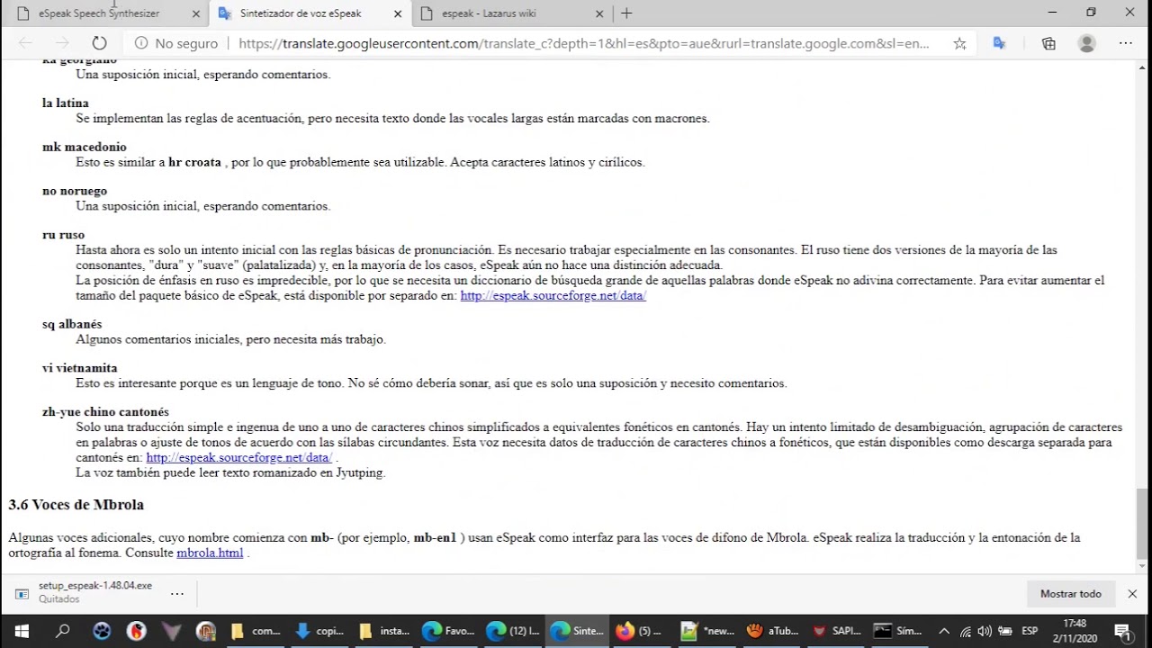 Sintetizador de voz ESpeak con línea de comandos CMD