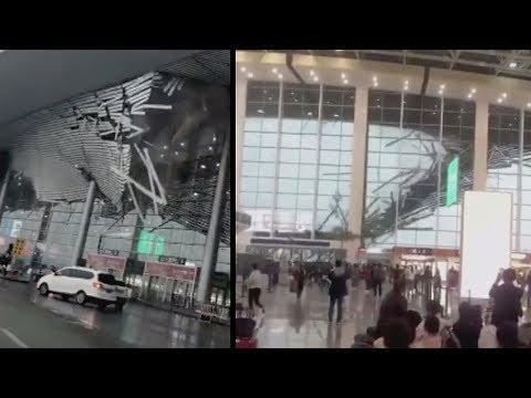 Disaster at Nanchang airport China - two views of catastrophic architectural failure!