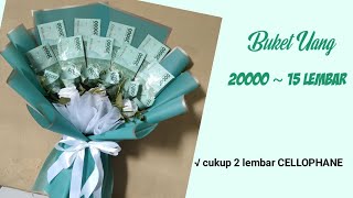 Buket uang 15 lembar 20000an nuansa hijau cocok untuk hadiah lebar atau THR