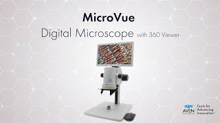 MicroVue Digital Microscope with Built-In HD Monitor and 360 Viewer [8.6x - 221x]