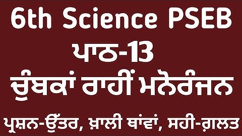 ਚੁੰਬਕਾਂ ਨਾਲ ਮਨੋਰੰਜਨ, 6th class science chapter 13 question answer, punjabi medium