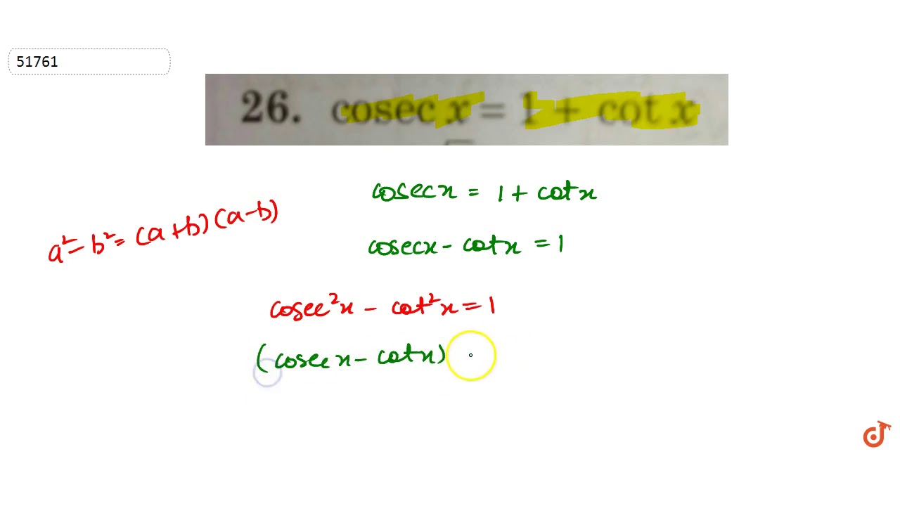 cosecx=1+cotx YouTube