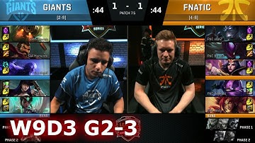 GIANTS vs Fnatic | Game 3 S7 EU LCS Spring 2017 Week 9 Day 2 | GIA vs FNC G3 W9D2
