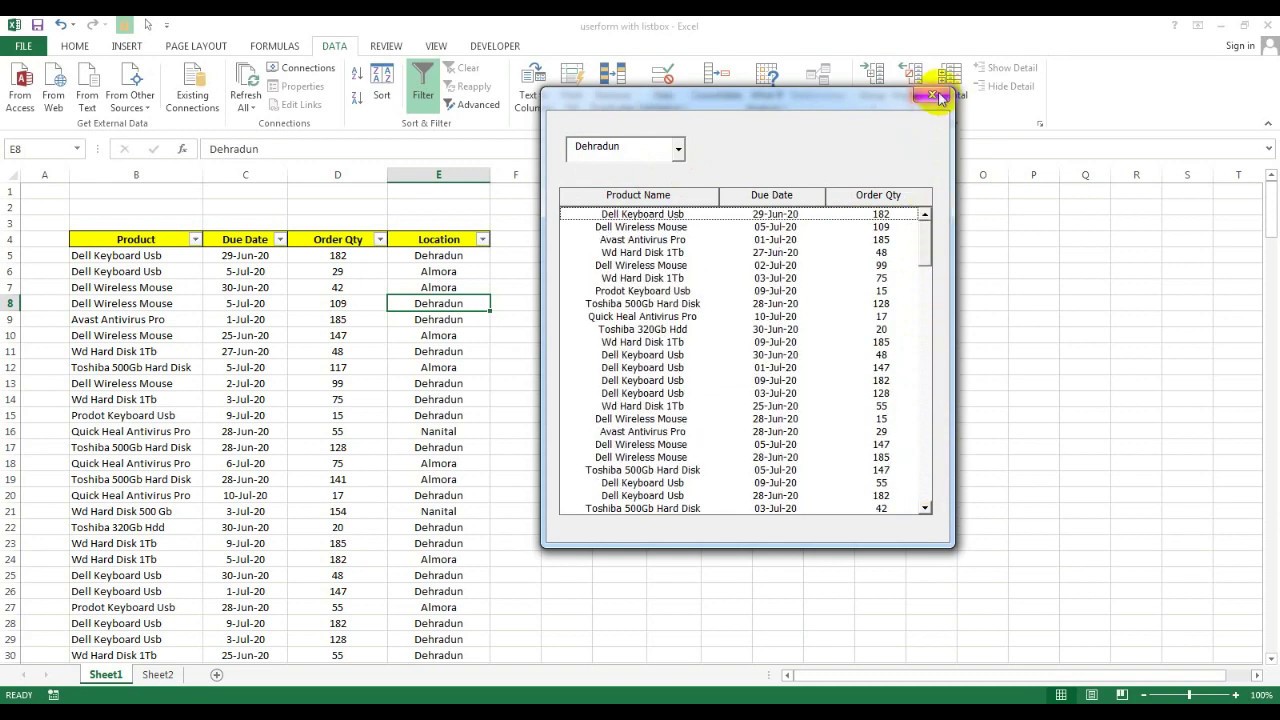 Userform Listbox Data Search in Excel VBA step by step - YouTube