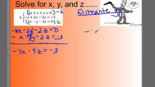 Unit 3 Video 2 Solving Sytem of Equations in Three Variables