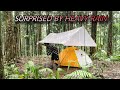 Surprised by heavy rain  solo camping heavy rain  strong winds