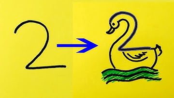 How to Draw Swan from Number 2 Easy Step By Step