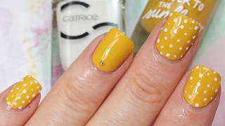 Easy & Simple Nails | Yellow, White Dots and Stud Nail Art | Quick Nail Tutorial for Beginners