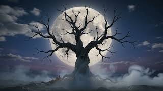 🎃 Spooky Halloween Background 🌕 Dead Tree Silhouette Under the Full Moon | Creepy Haunted Night