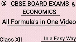 Economics Formula's in one video. CBSE board Exams.