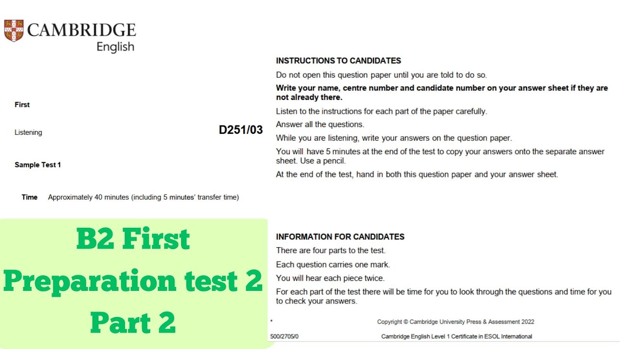B2 First Preparation 2 Listening test Part 2 - YouTube