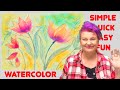 Line and Wash Tulips 🌟🎨 How to paint Watercolor for beginners: Paint Night at Home