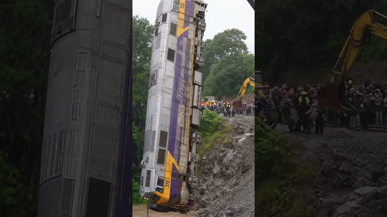 Proses evakuasi dramatis lokomotif tercebur ke sungai.