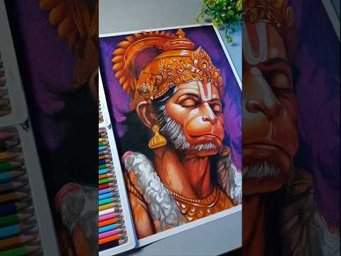 Hanuman ji drawing Complete 😍 #shorts #art #drawing