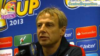 US Coach Jurgen Klinsmann in press conference after advancing to Gold Cup 2013 final