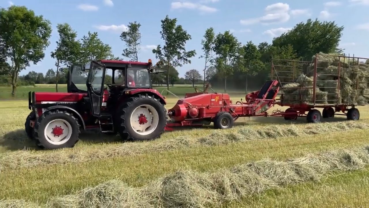 IHC 844 AS mit welger ap61 am kleinballen Pressen