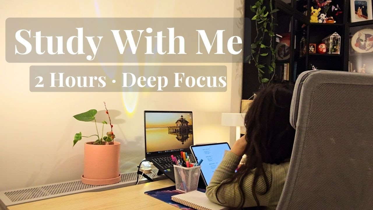 2 Hours of Deep Focus Study With Me | Rain Ambience + Lofi | Real-Time ...