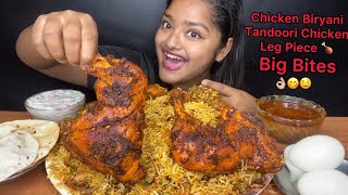 CHICKEN BIRYANI WITH SPICY TANDOORI CHICKEN LEG PIECE AND EGGS, RAITA |BIG BITES|FOOD EATING VIDEOS screenshot 5