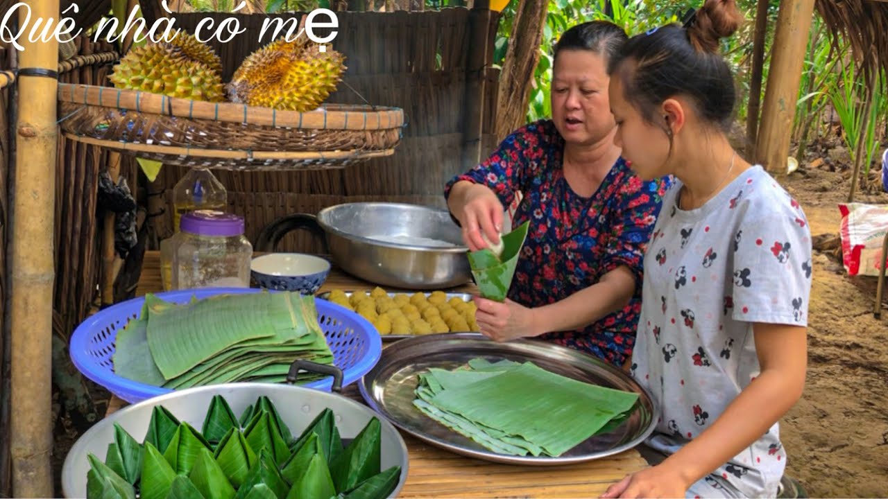 Bánh Ít Sầu Riêng | Cách Gói Bánh Quê Xưa Miền Tây ( durian cake ) Quê Nhà Có Mẹ