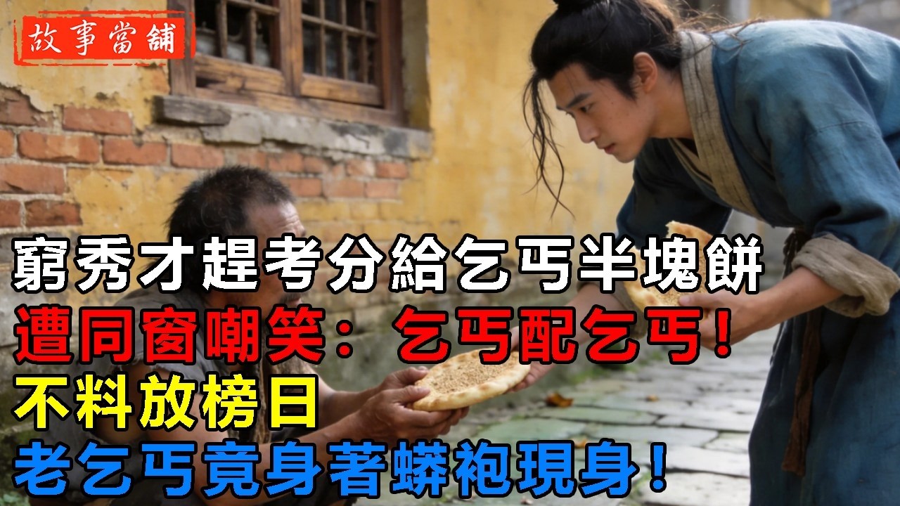 窮秀才趕考分給乞丐半塊餅，遭同窗嘲笑：乞丐配乞丐！不料放榜日，老乞丐竟身著蟒袍現身！| 民間故事 | 故事當舖